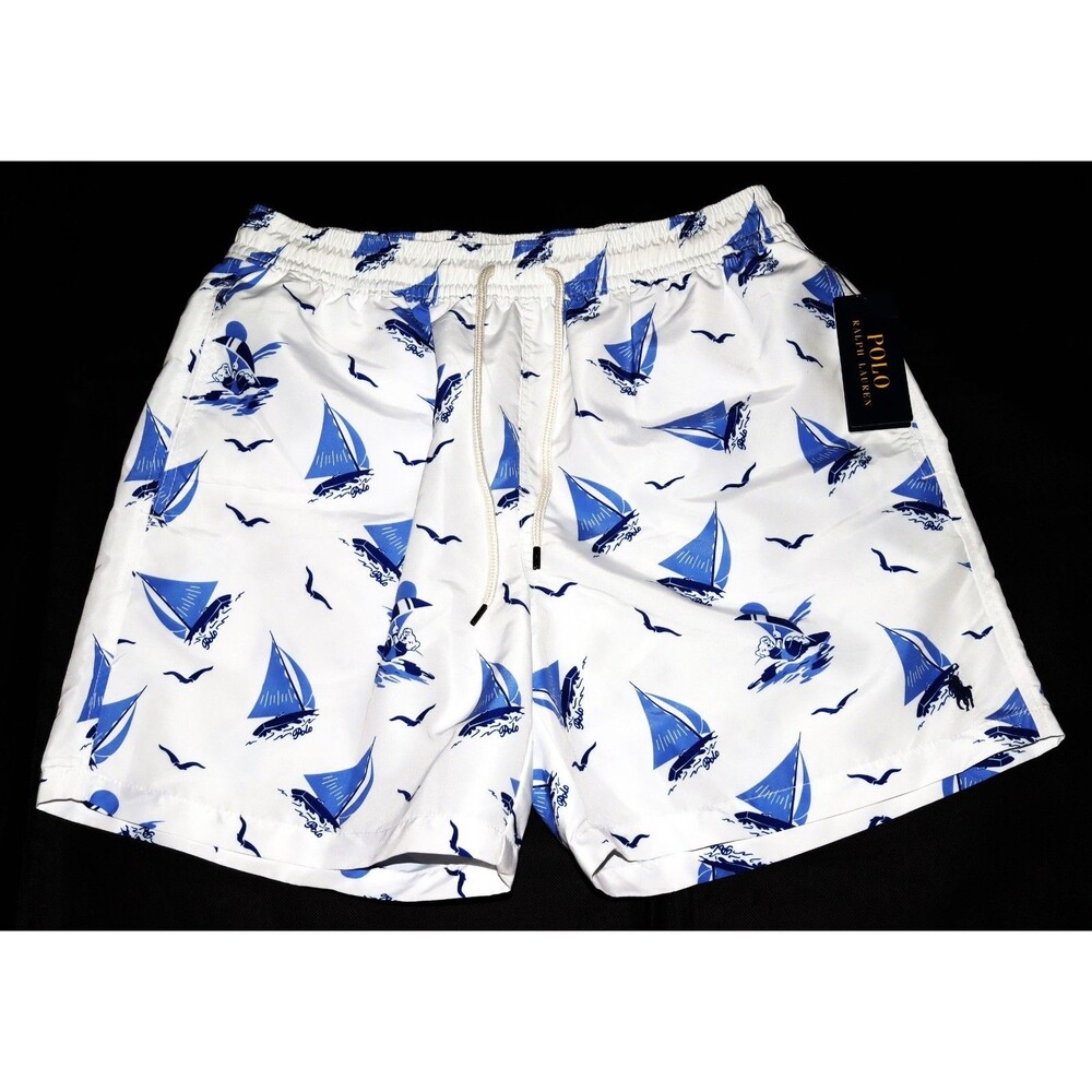 Polo Ralph Lauren Mainstreet 1 Sailboat & Birds Allover Swim Trunks Size Medium